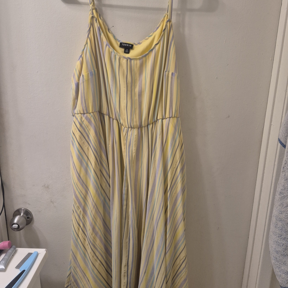 Torrid Yellow Striped Maxi Dress
